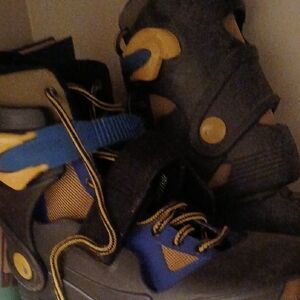 Senaca Black and Blue Inline Roller Skates with Yellow Accents